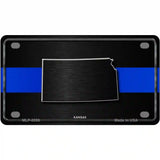 Kansas Thin Blue Line Metal Novelty License Plate 4" x 2.2" (MLP)