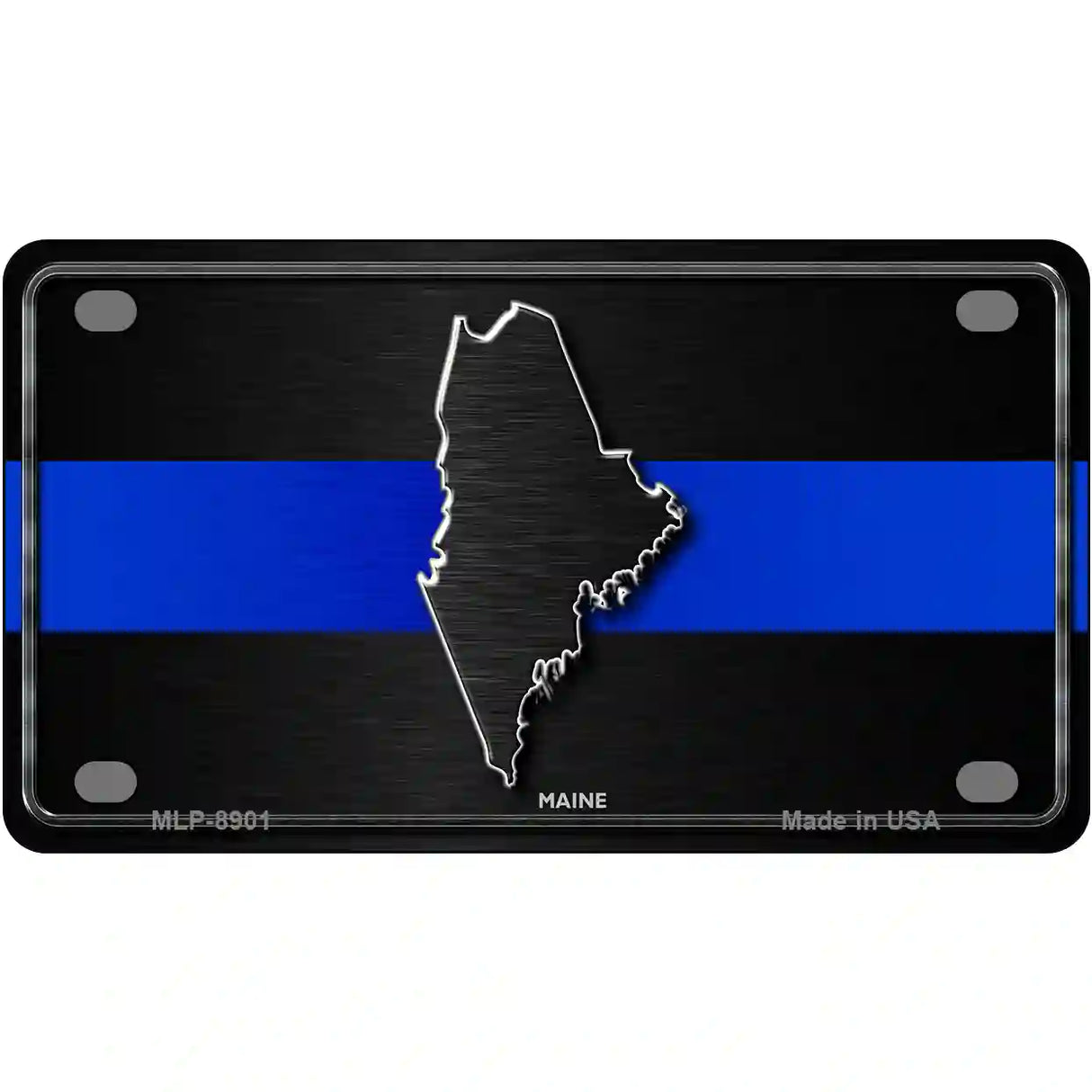 Maine Thin Blue Line Metal Novelty License Plate 4" x 2.2" (MLP)