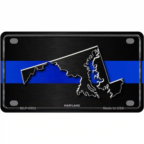 Maryland Thin Blue Line Metal Novelty License Plate 4" x 2.2" (MLP)