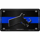 Massachusetts Thin Blue Line Metal Novelty License Plate 4" x 2.2" (MLP)