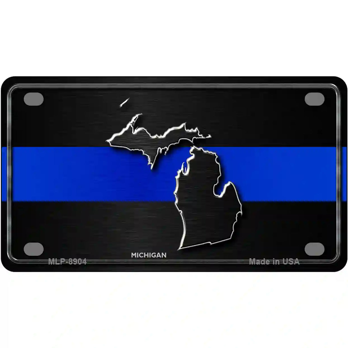 Michigan Thin Blue Line Metal Novelty License Plate 4" x 2.2" (MLP)