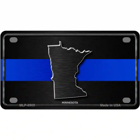 Minnesota Thin Blue Line Metal Novelty License Plate 4" x 2.2" (MLP)