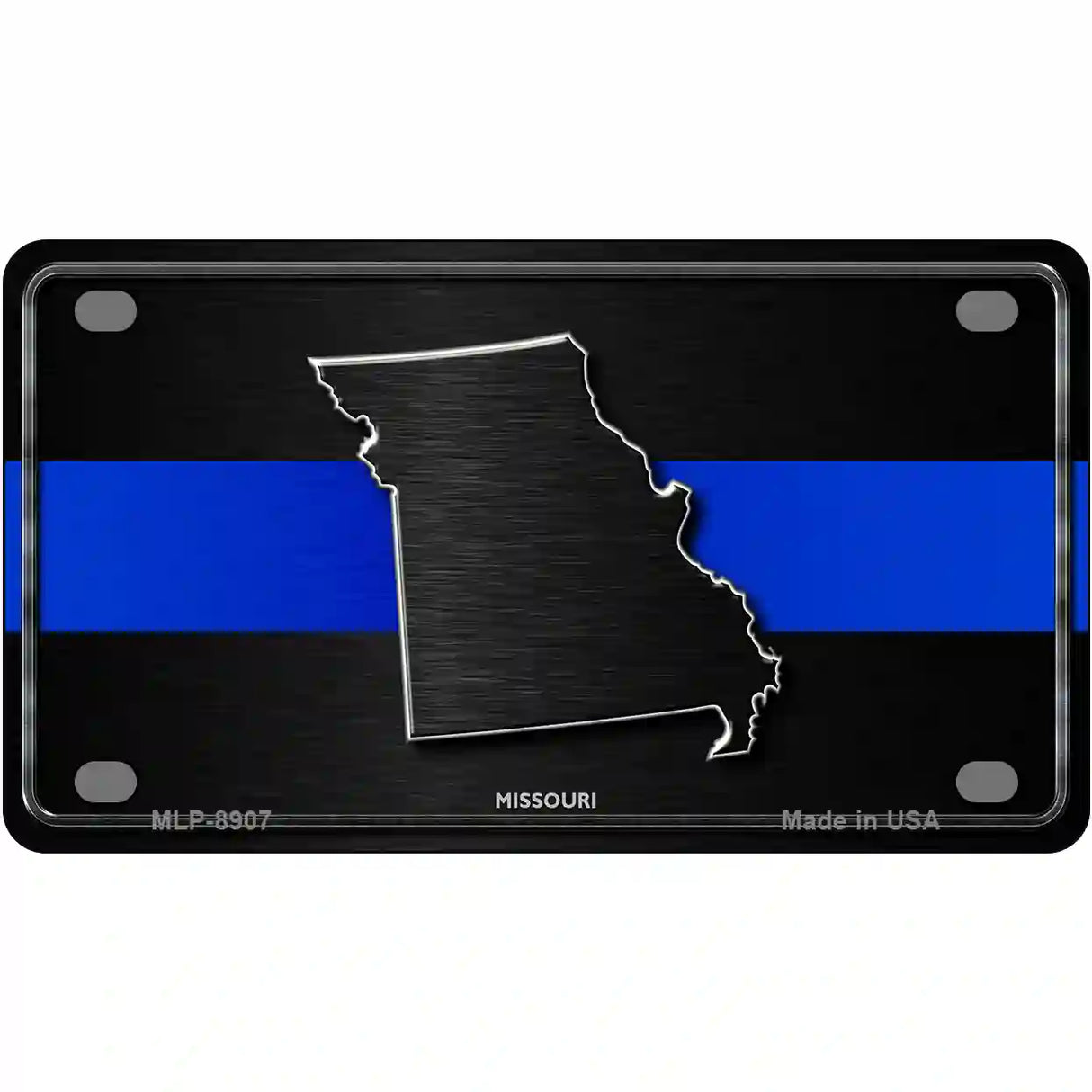 Missouri Thin Blue Line Metal Novelty License Plate 4" x 2.2" (MLP)