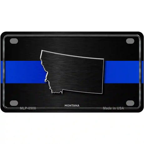 Montana Thin Blue Line Metal Novelty License Plate 4" x 2.2" (MLP)