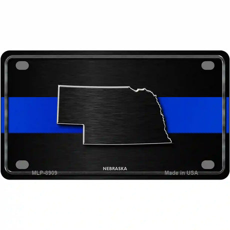 Nebraska Thin Blue Line Metal Novelty License Plate 4" x 2.2" (MLP)