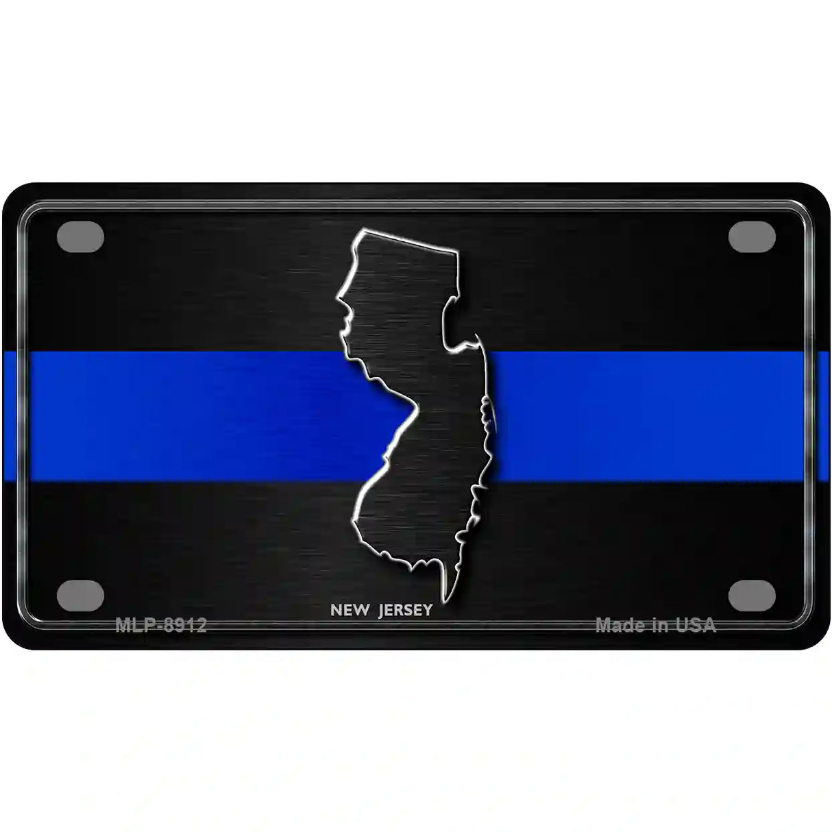 New Jersey Thin Blue Line Metal Novelty License Plate 4" x 2.2" (MLP)