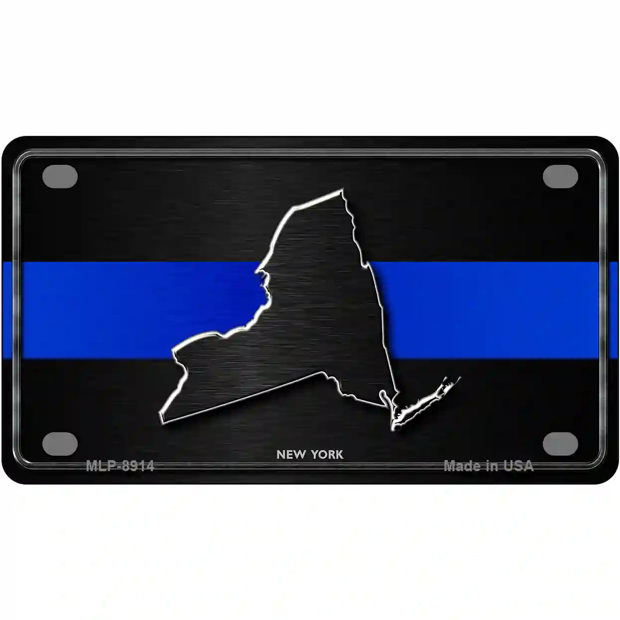 New York Thin Blue Line Metal Novelty License Plate 4" x 2.2" (MLP)