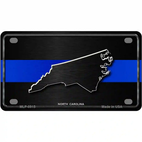 North Carolina Thin Blue Line Metal Novelty License Plate 4" x 2.2" (MLP)