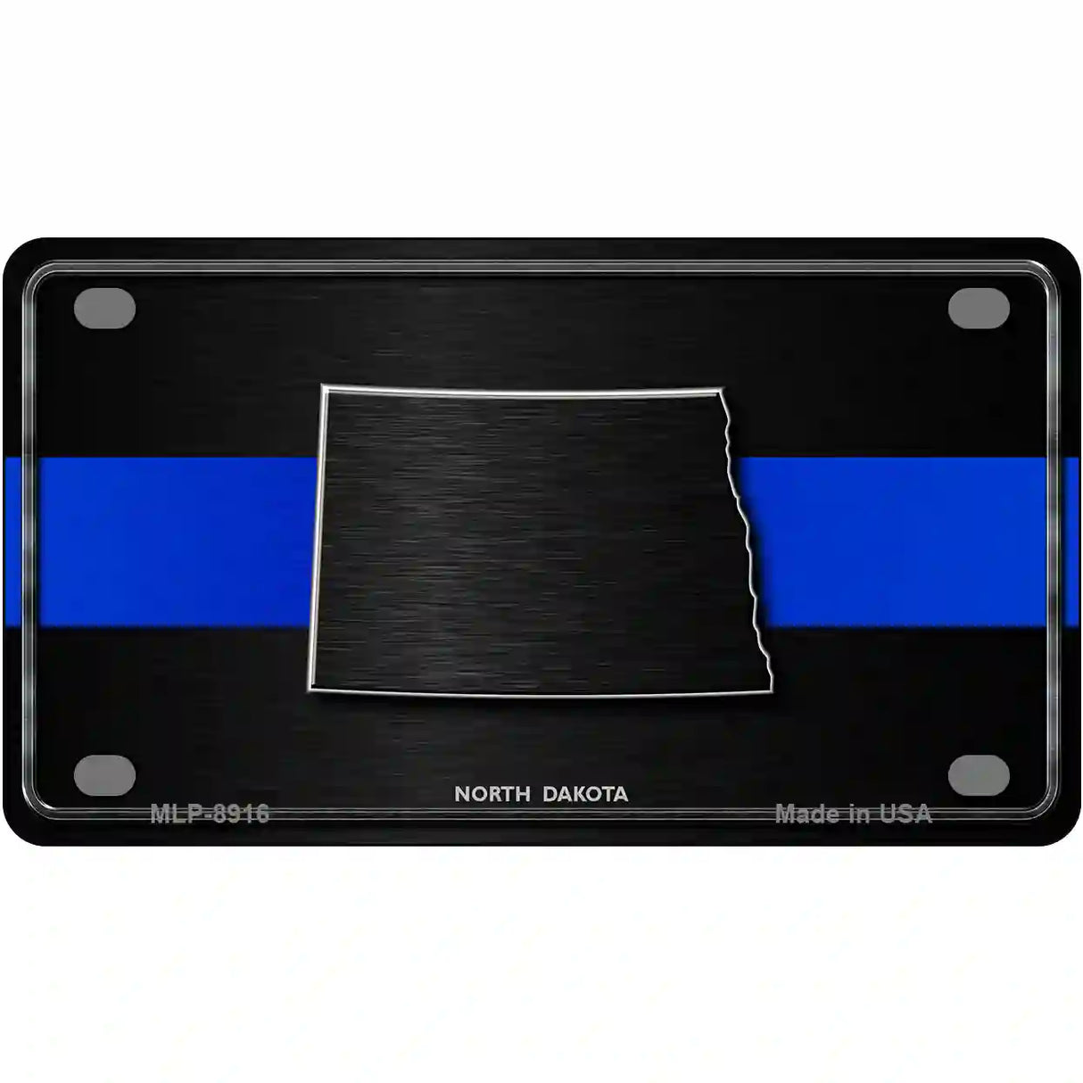 North Dakota Thin Blue Line Metal Novelty License Plate 4" x 2.2" (MLP)