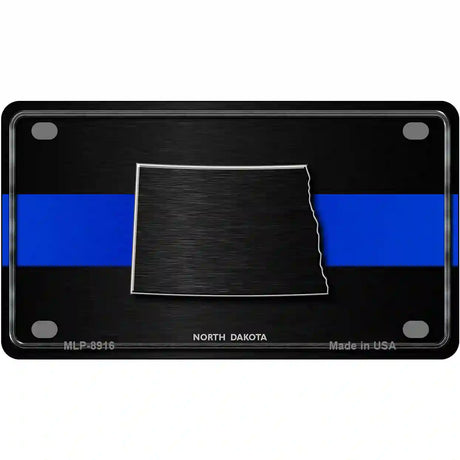 North Dakota Thin Blue Line Metal Novelty License Plate 4" x 2.2" (MLP)