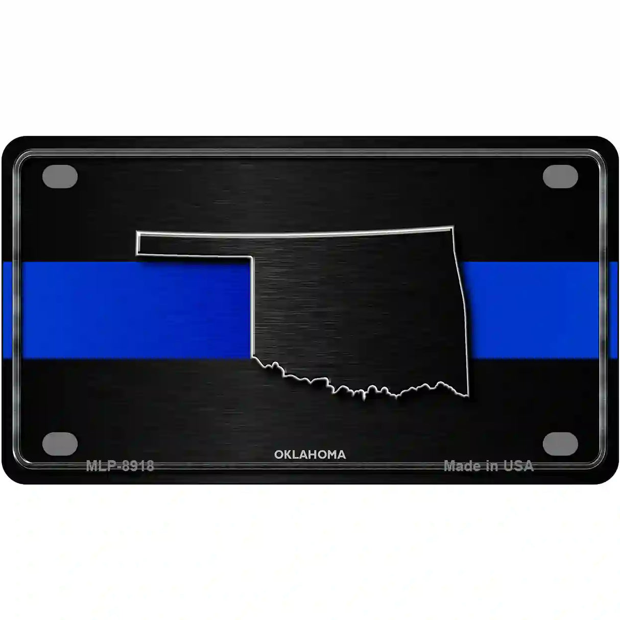 Oklahoma Thin Blue Line Metal Novelty License Plate 4" x 2.2" (MLP)