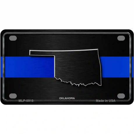 Oklahoma Thin Blue Line Metal Novelty License Plate 4" x 2.2" (MLP)