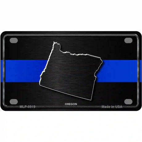 Oregon Thin Blue Line Metal Novelty License Plate 4" x 2.2" (MLP)