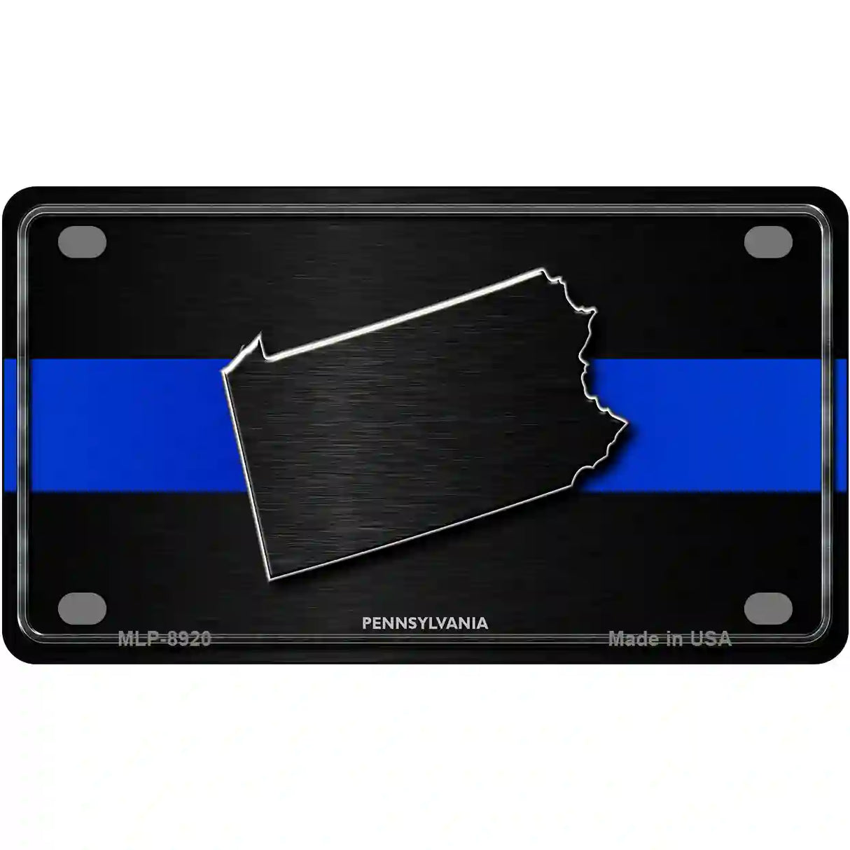 Pennsylvania Thin Blue Line Metal Novelty License Plate 4" x 2.2" (MLP)