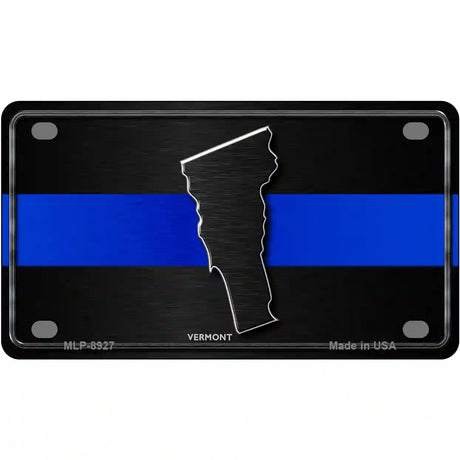 Vermont Thin Blue Line Metal Novelty License Plate 4" x 2.2" (MLP)