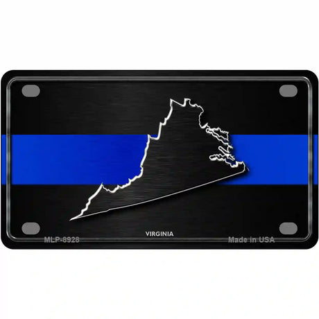 Virginia Thin Blue Line Metal Novelty License Plate 4" x 2.2" (MLP)