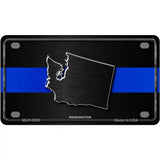 Washington Thin Blue Line Metal Novelty License Plate 4" x 2.2" (MLP)