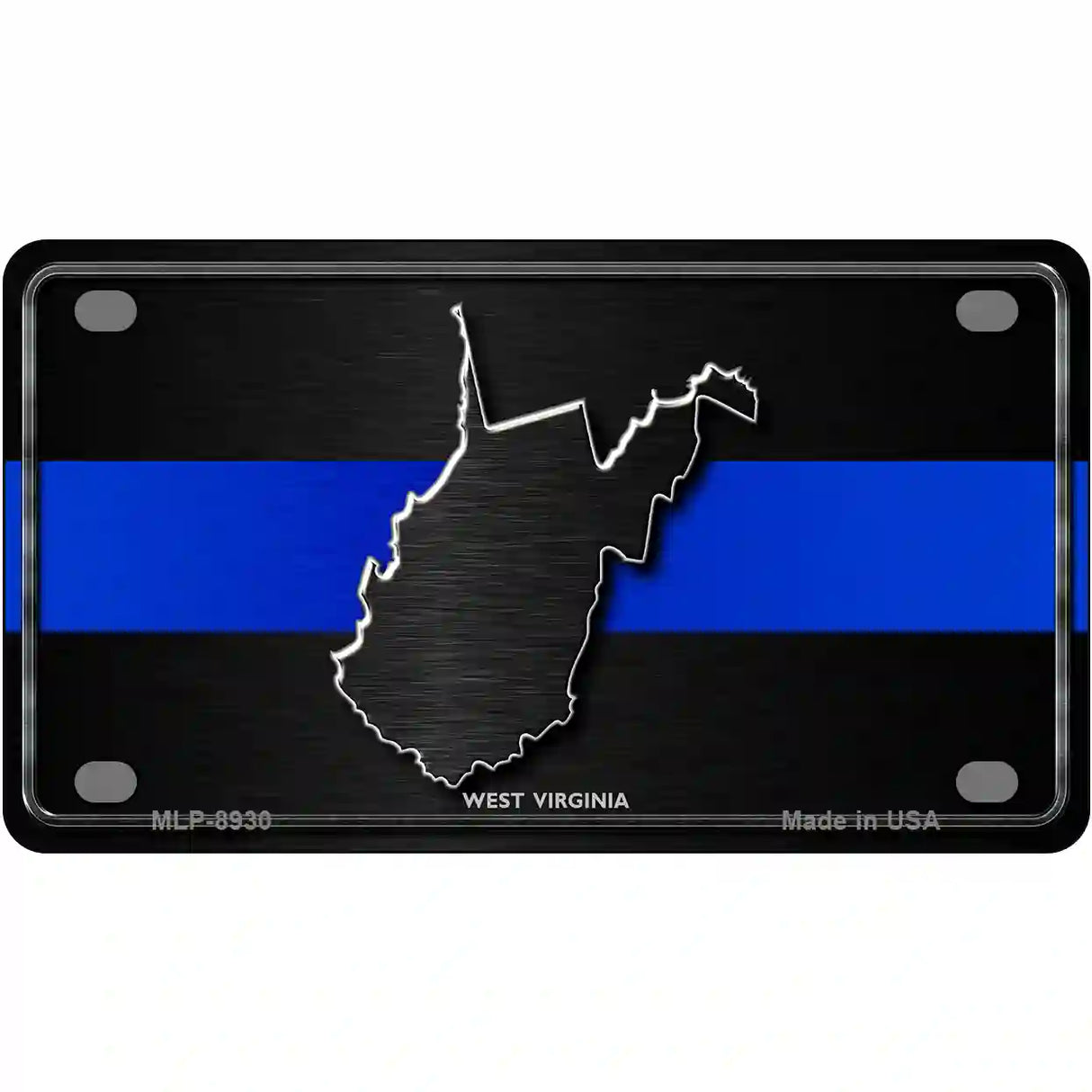 West Virginia Thin Blue Line Metal Novelty License Plate 4" x 2.2" (MLP)