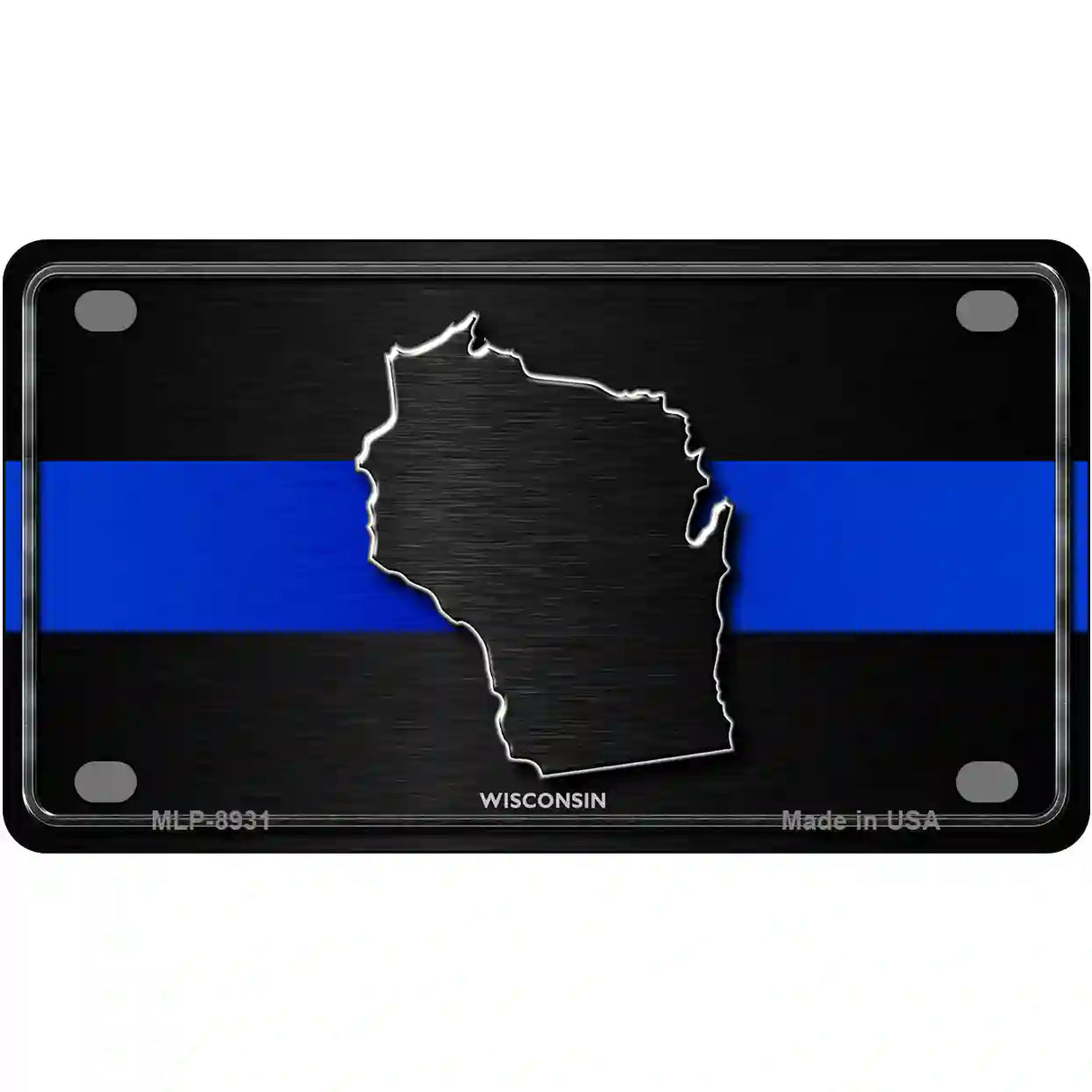 Wisconsin Thin Blue Line Metal Novelty License Plate 4" x 2.2" (MLP)