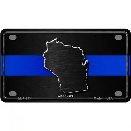 Wisconsin Thin Blue Line Metal Novelty License Plate 4" x 2.2" (MLP)