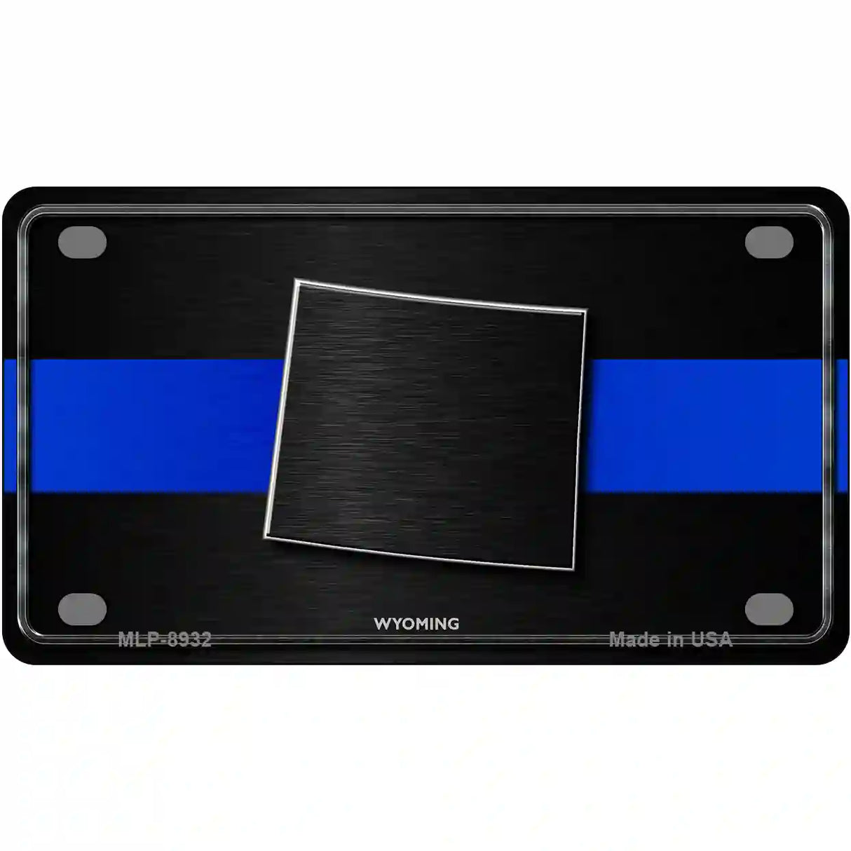 Wyoming Thin Blue Line Metal Novelty License Plate 4" x 2.2" (MLP)