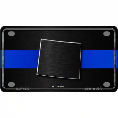 Wyoming Thin Blue Line Metal Novelty License Plate 4" x 2.2" (MLP)