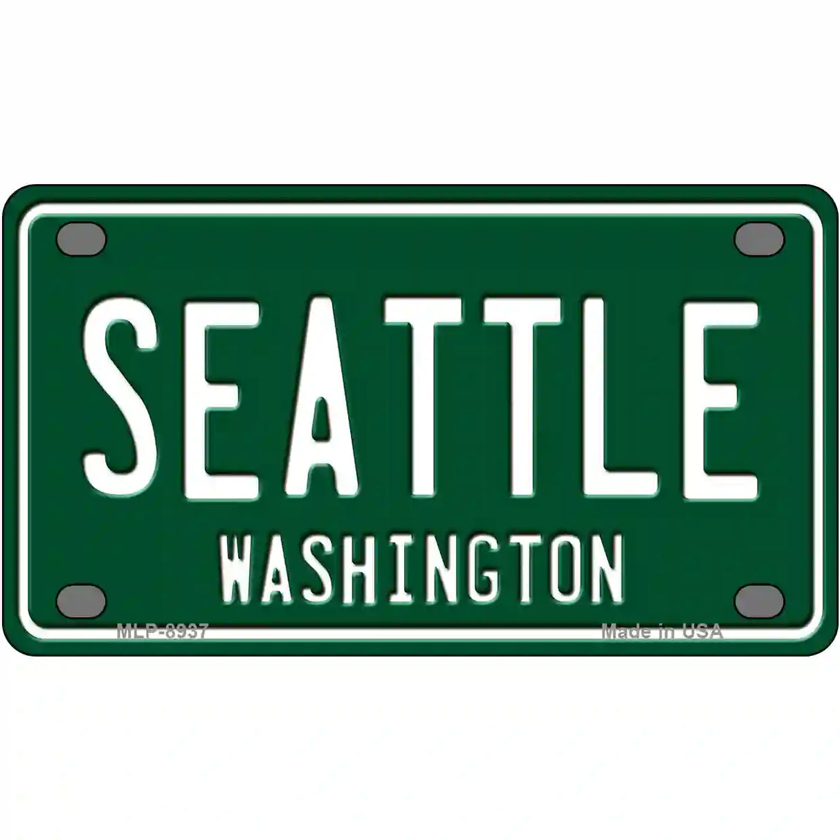 Seattle Washington Green Metal Novelty License Plate 4" x 2.2" (MLP)