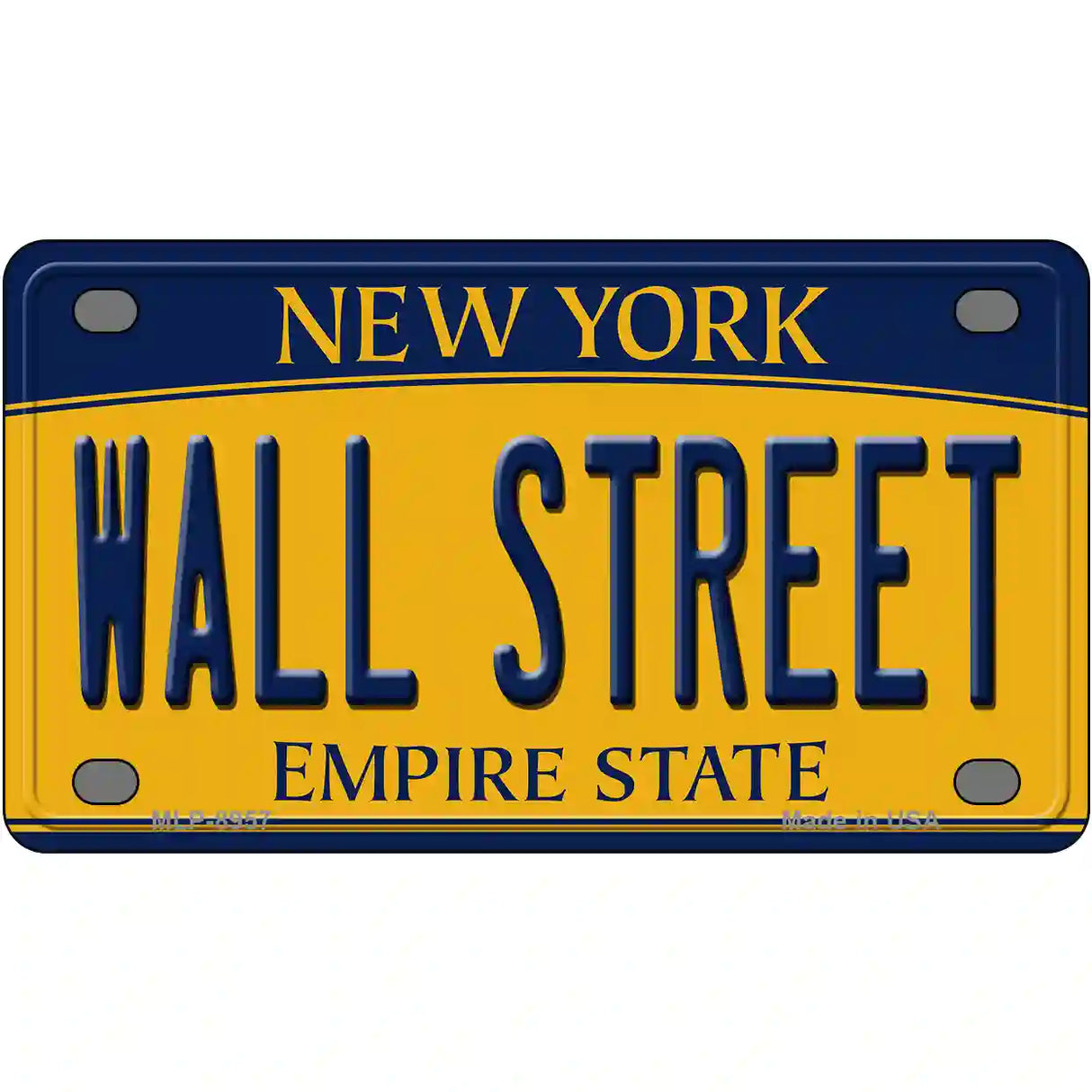 Wall Street New York Metal Novelty License Plate 4" x 2.2" (MLP)