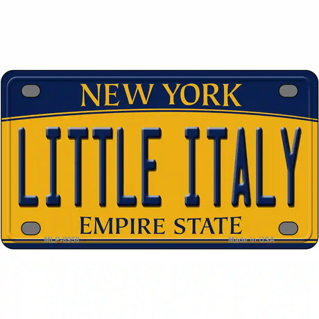 Little Italy New York Metal Novelty License Plate 4" x 2.2" (MLP)