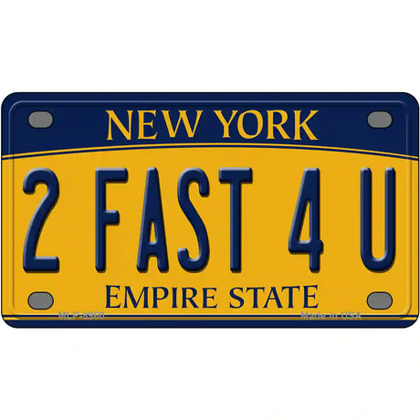 2 Fast 4 You New York Metal Novelty License Plate 4" x 2.2" (MLP)