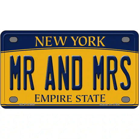 Mr and Mrs New York Metal Novelty License Plate 4" x 2.2" (MLP)