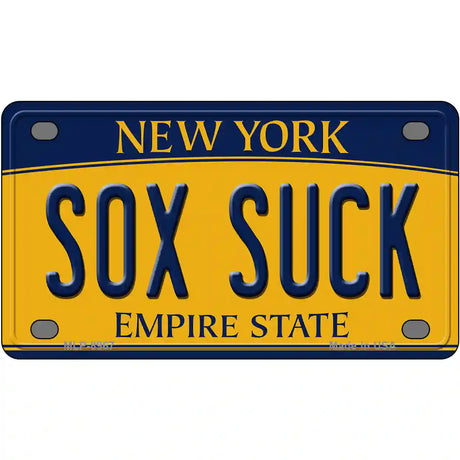 Sox Suck New York Metal Novelty License Plate 4" x 2.2" (MLP)