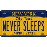 Never Sleeps New York Metal Novelty License Plate 4" x 2.2" (MLP)