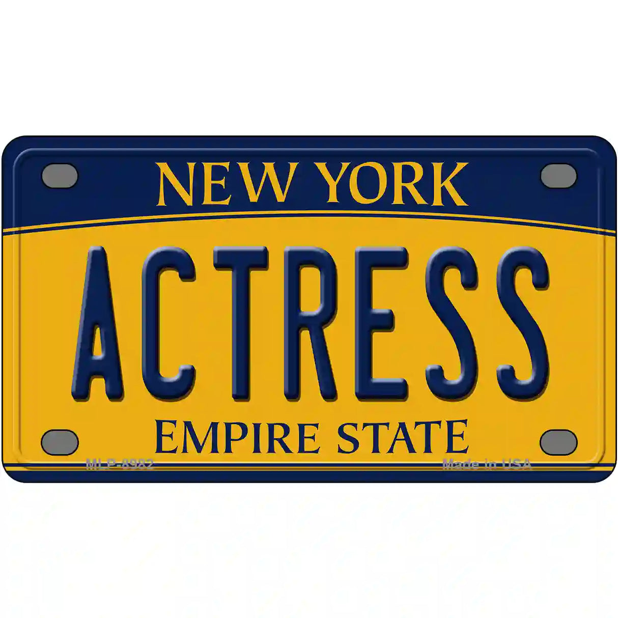 Actress New York Metal Novelty License Plate 4" x 2.2" (MLP)