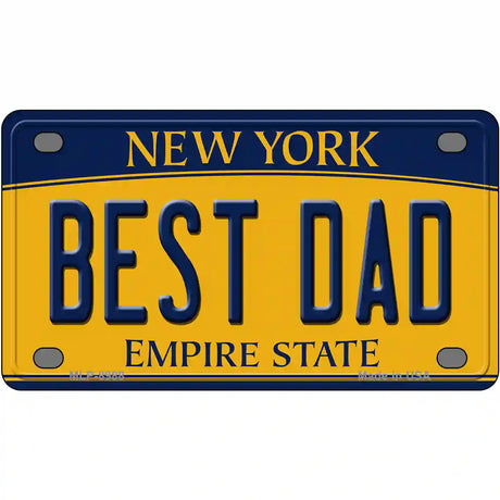 Best Dad New York Metal Novelty License Plate 4" x 2.2" (MLP)