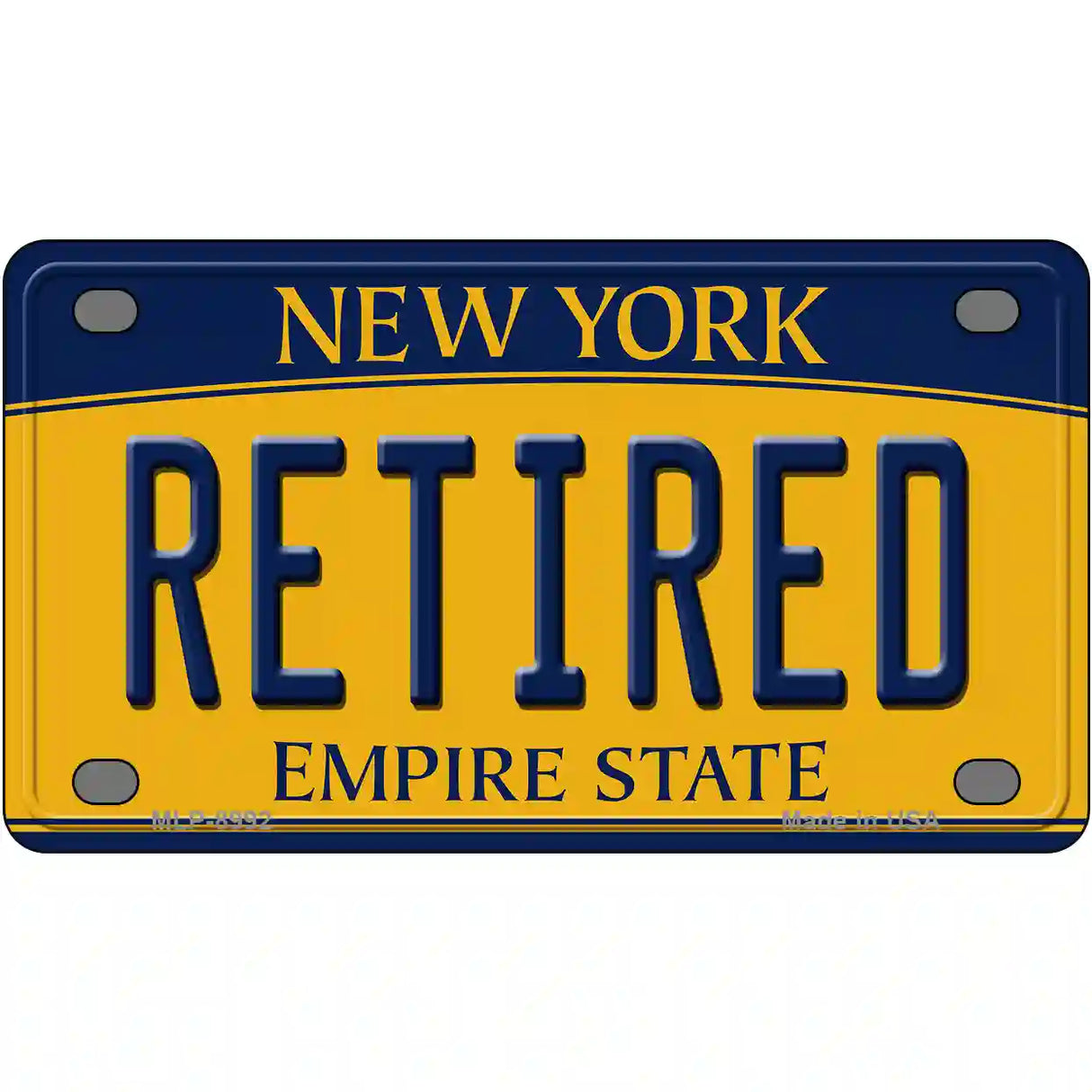 Retired New York Metal Novelty License Plate 4" x 2.2" (MLP)