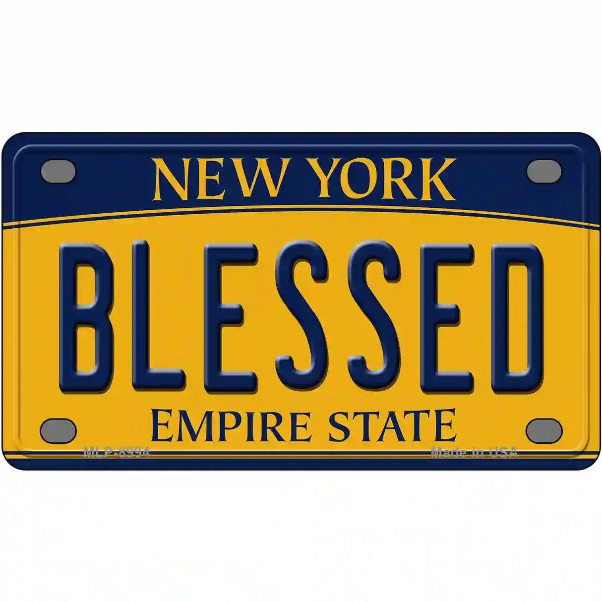 Blessed New York Metal Novelty License Plate 4" x 2.2" (MLP)