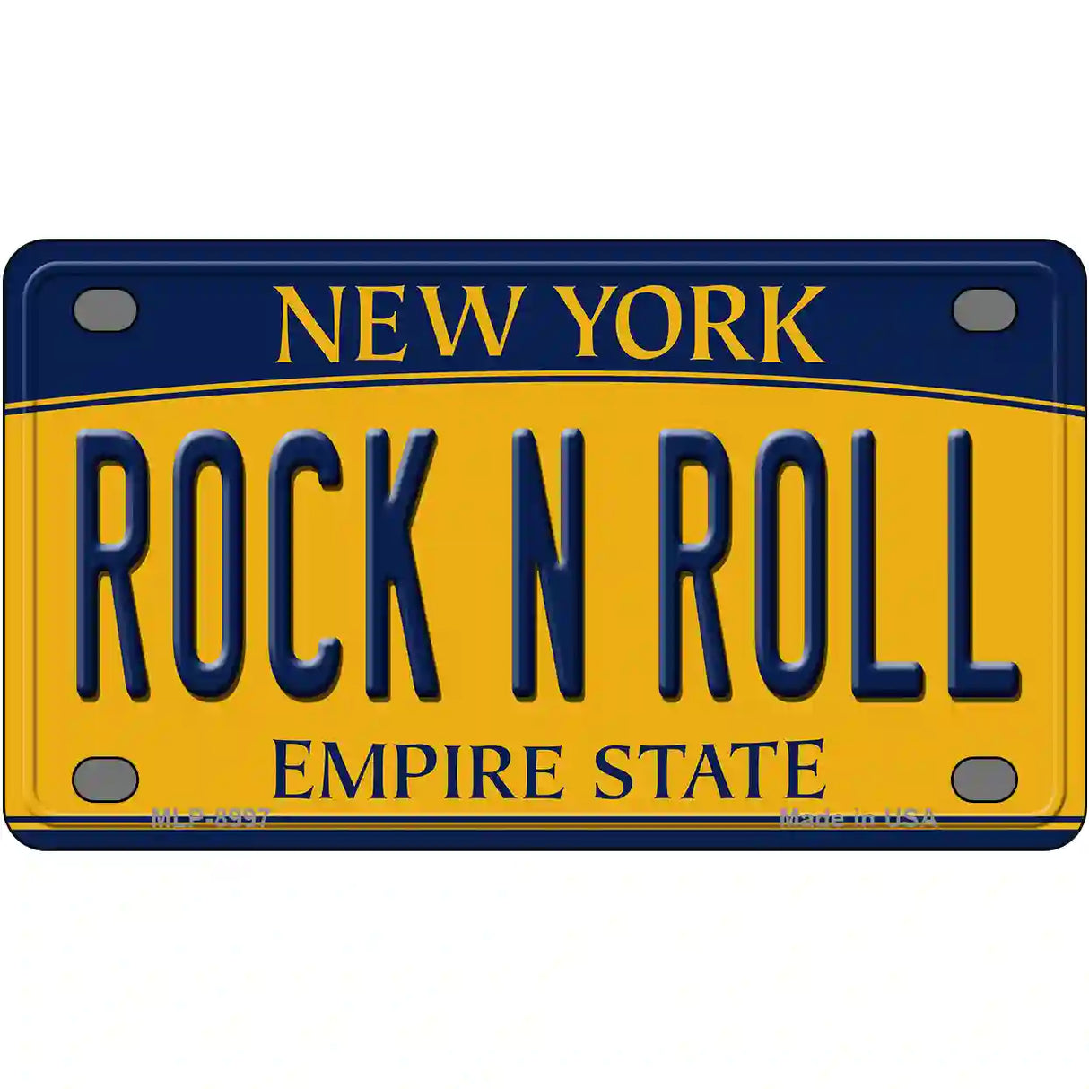 Rock N Roll New York Metal Novelty License Plate 4" x 2.2" (MLP)