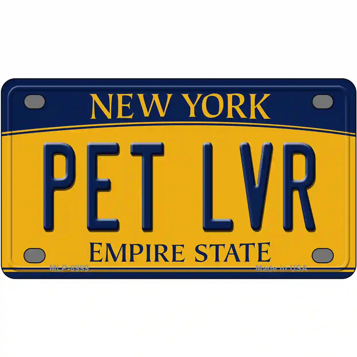 Pet Lvr New York Metal Novelty License Plate 4" x 2.2" (MLP)