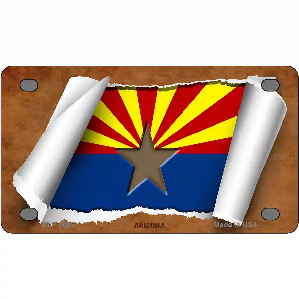 Arizona Flag Scroll Metal Novelty License Plate 4" x 2.2" (MLP)