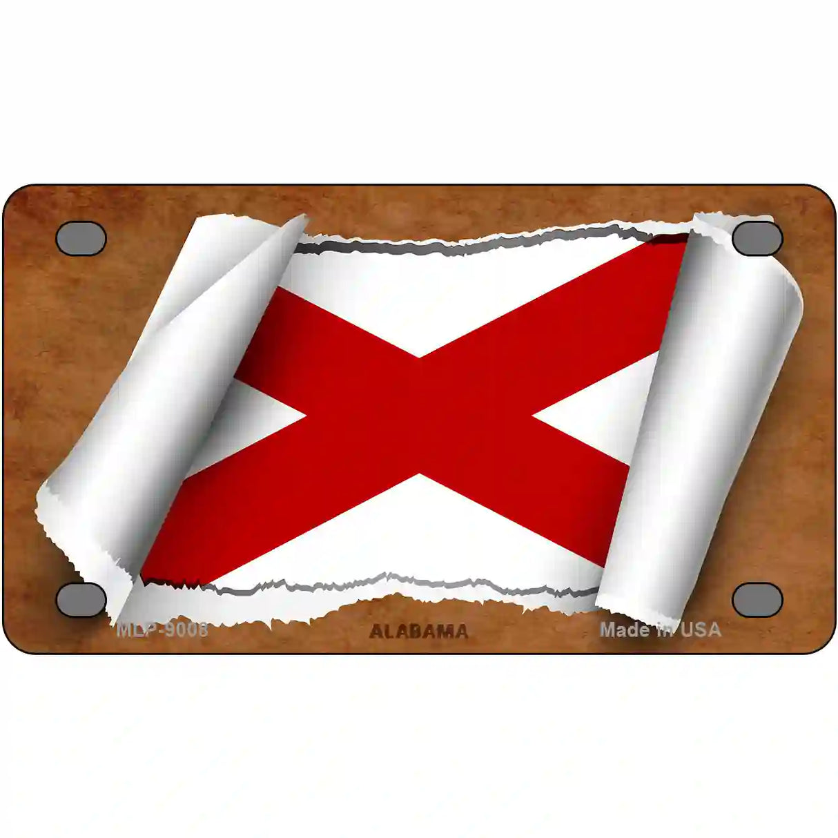 Alabama Flag Scroll Metal Novelty License Plate 4" x 2.2" (MLP)