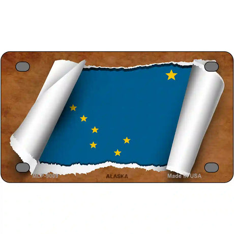 Alaska Flag Scroll Metal Novelty License Plate 4" x 2.2" (MLP)