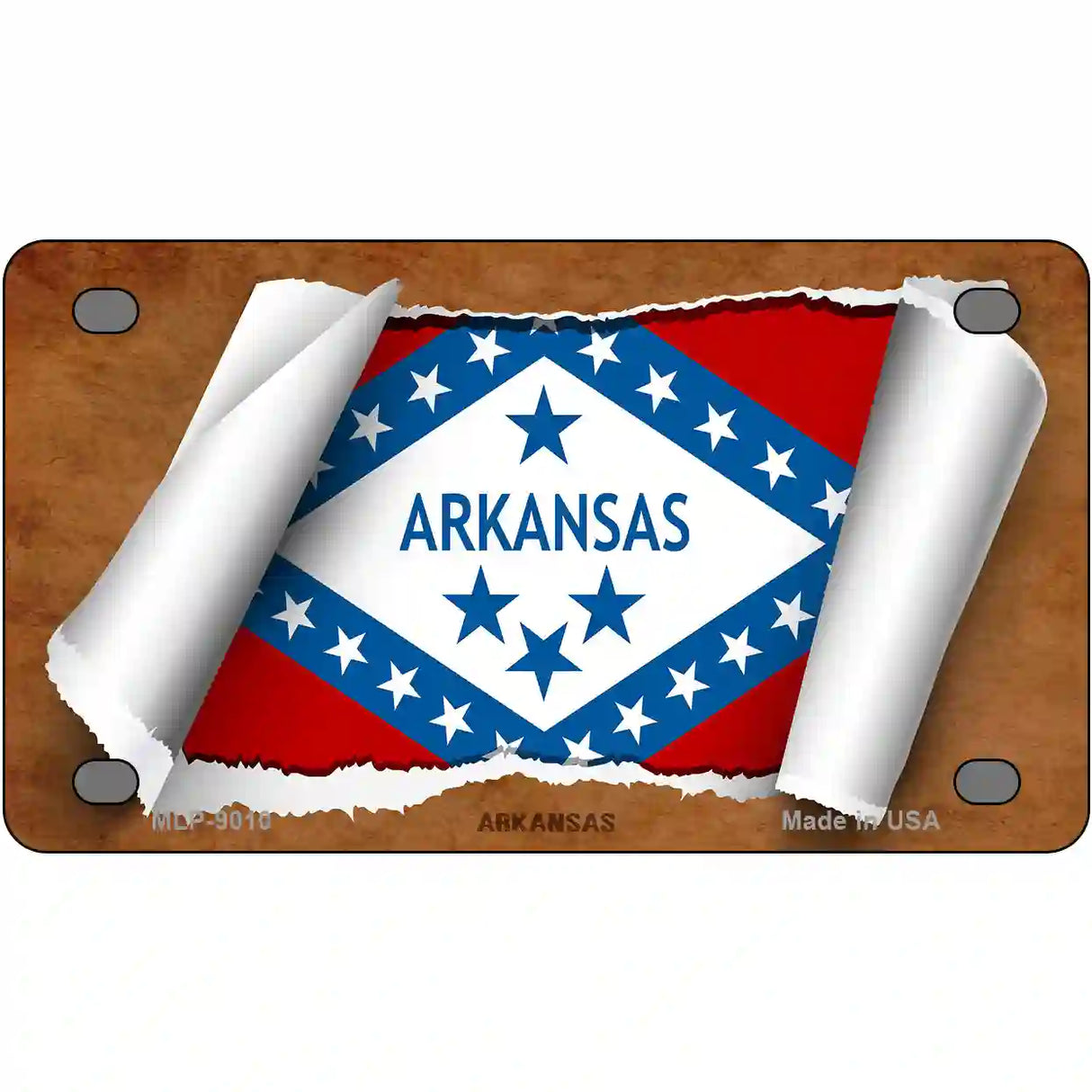 Arkansas Flag Scroll Metal Novelty License Plate 4" x 2.2" (MLP)