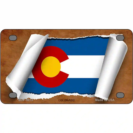 Colorado Flag Scroll Metal Novelty License Plate 4" x 2.2" (MLP)