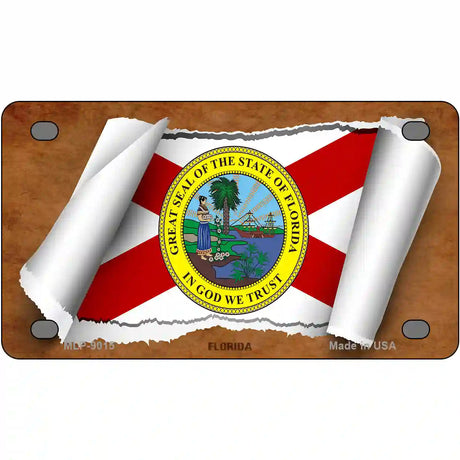 Florida Flag Scroll Metal Novelty License Plate 4" x 2.2" (MLP)