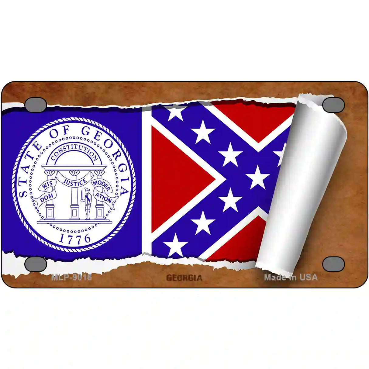 Georgia Flag Scroll Metal Novelty License Plate 4" x 2.2" (MLP)