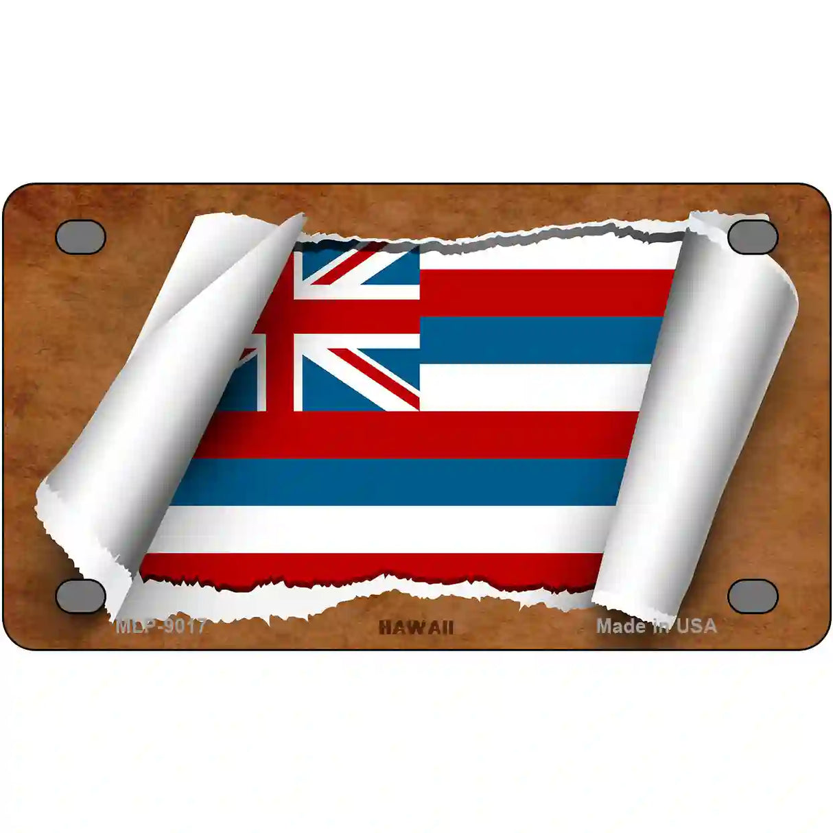 Hawaii Flag Scroll Metal Novelty License Plate 4" x 2.2" (MLP)