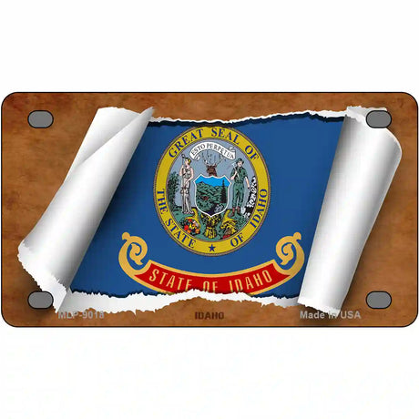 Idaho Flag Scroll Metal Novelty License Plate 4" x 2.2" (MLP)