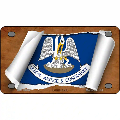 Louisiana Flag Scroll Metal Novelty License Plate 4" x 2.2" (MLP)