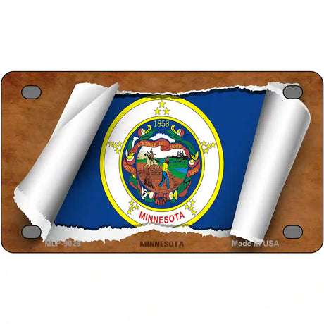 Minnesota Flag Scroll Metal Novelty License Plate 4" x 2.2" (MLP)